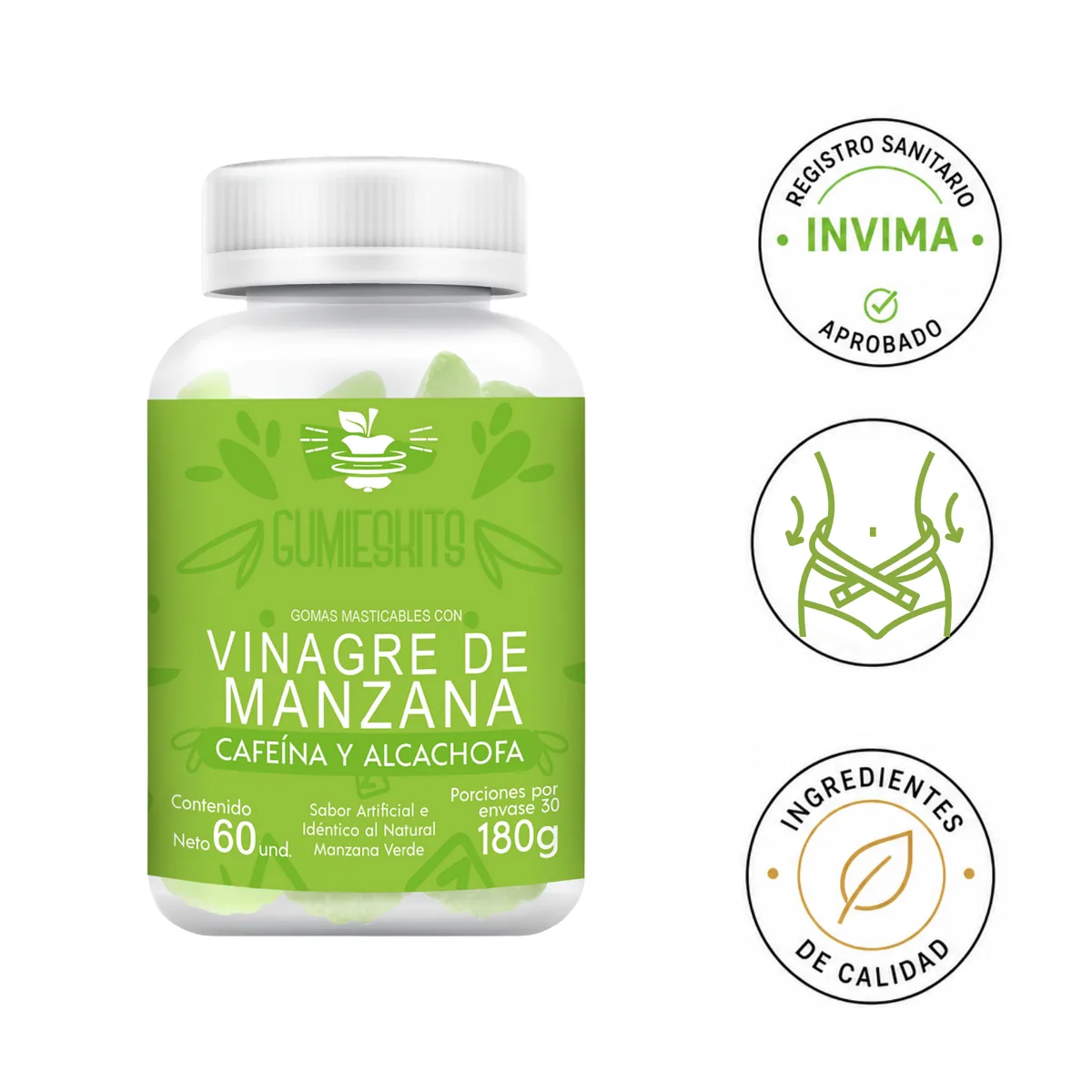 Gomitas de Vinagre de Manzana — Manzana verde