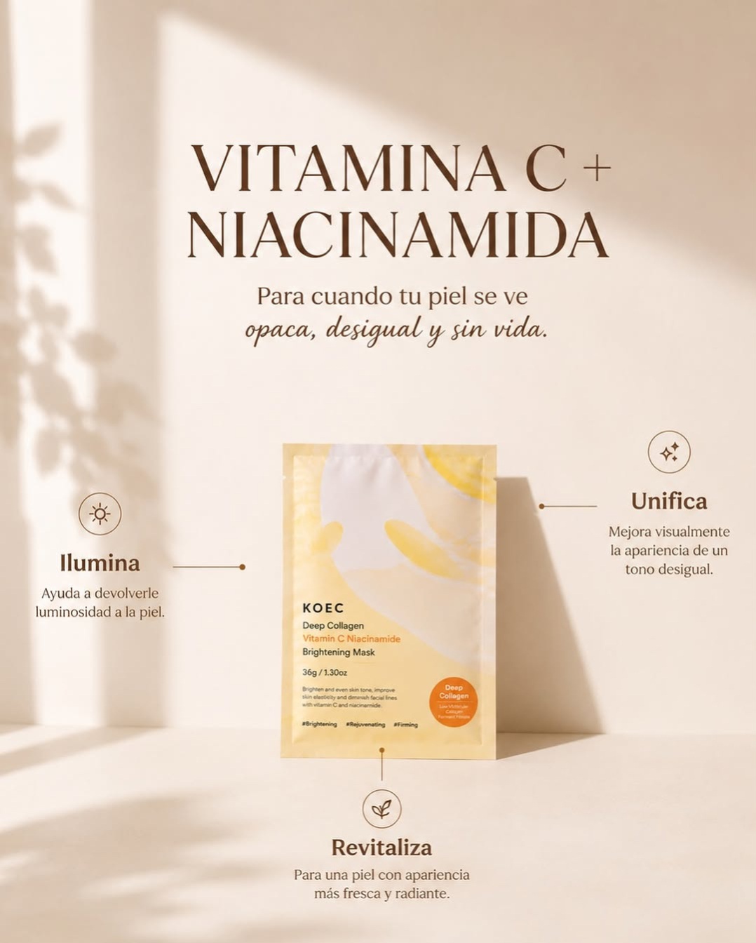 Mascarilla KOEC Vitamina C + Niacinamida