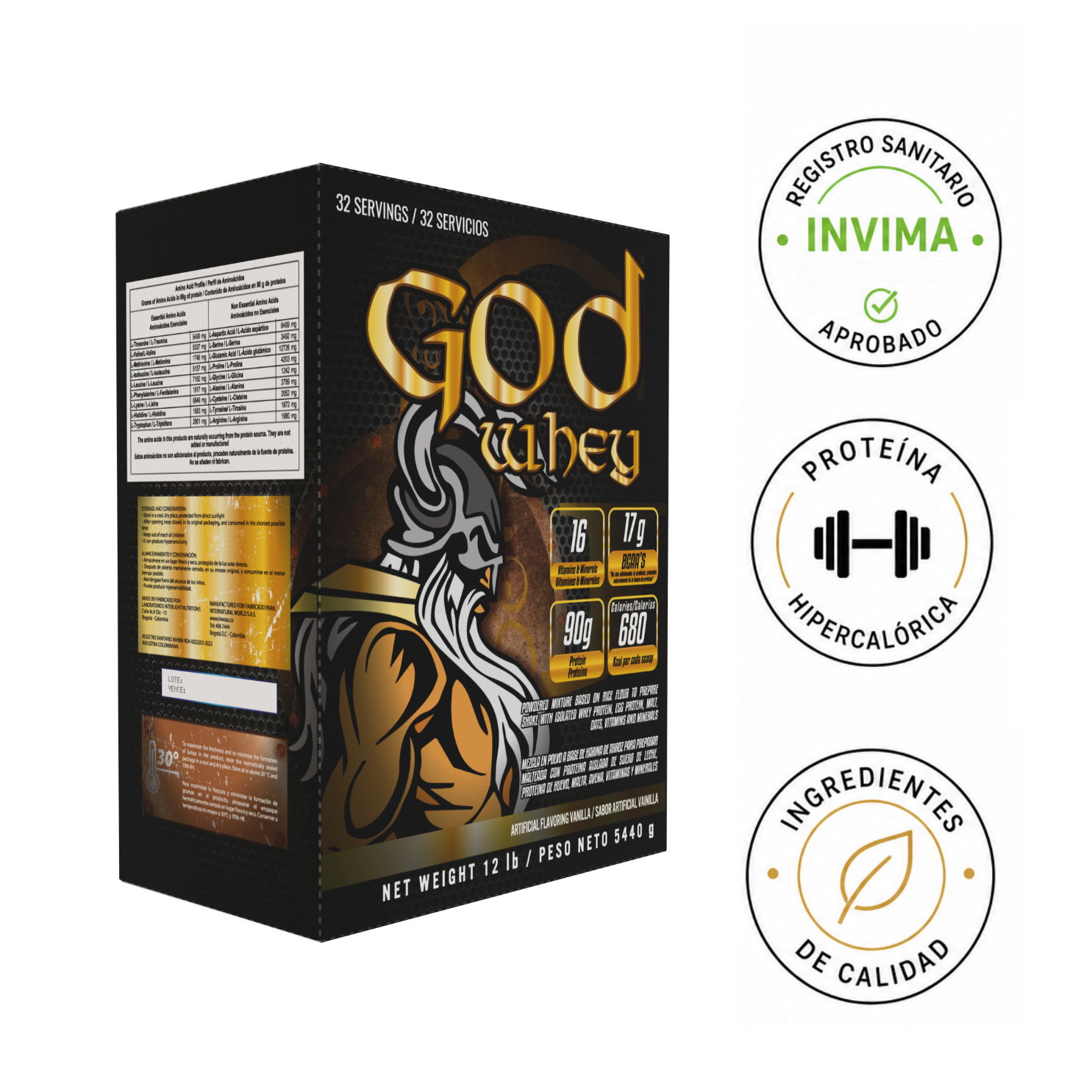Proteína 12 lb Hipercalórica God Whey — 