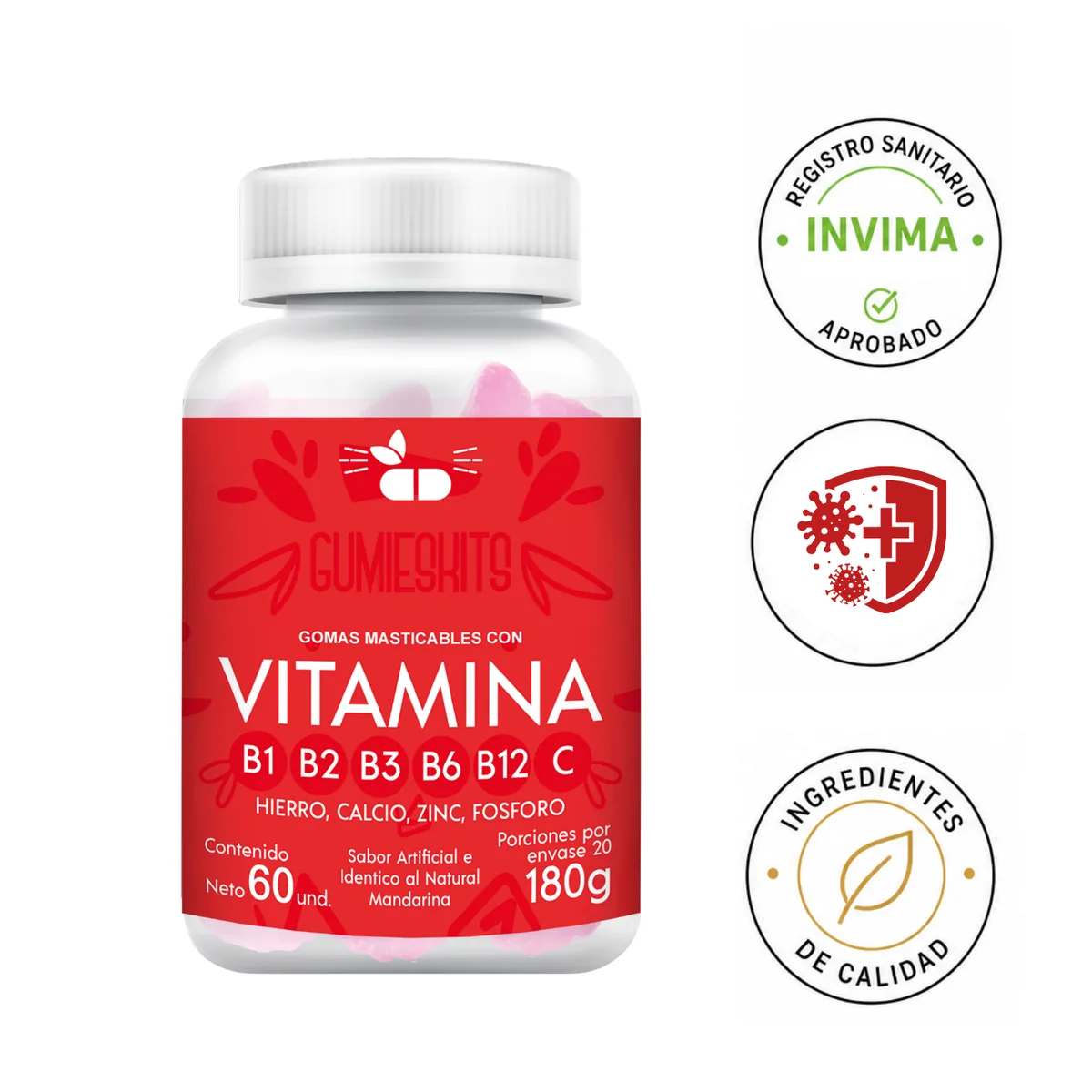 Gomitas Multivitamínicas para Adultos — Mandarina